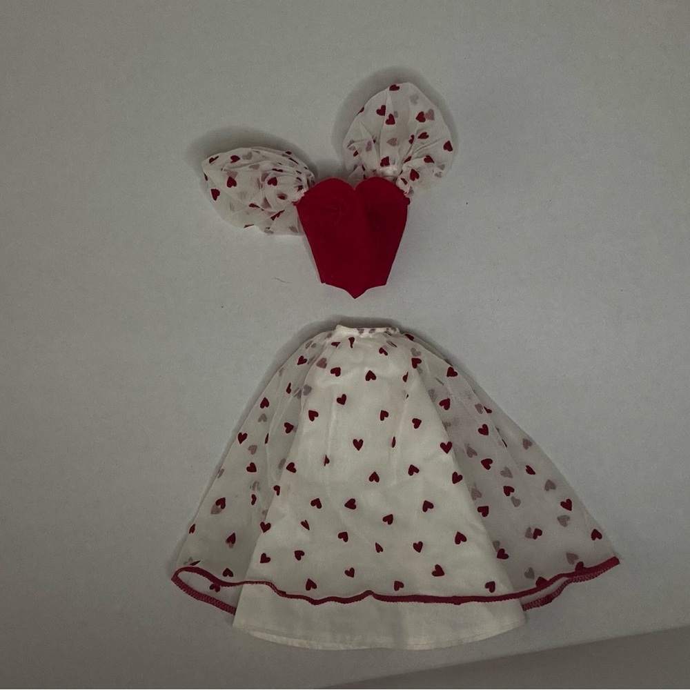 Vintage Barbie Loving You 7072 Dress Two Piece Top Skirt 1983 Flocked Hearts